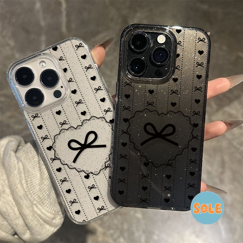 🍟Sole🍟เคสใสกากเพชรลายน่ารักๆ สำหรับเคส iPhone 17 11 Pro Max 13 11 12 14 15 Pro Max 7 8 14 16 Plus X XS XR Max SE 2020
