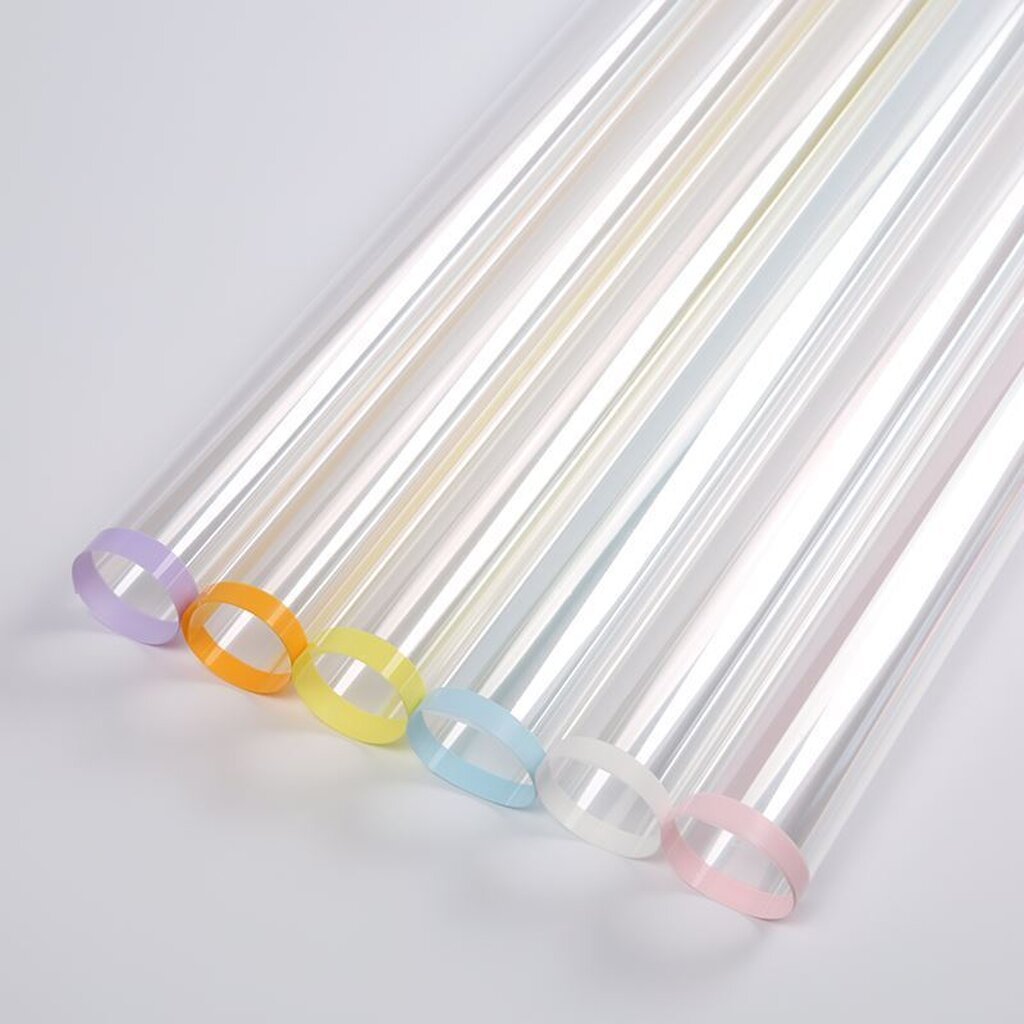 กระดาษแก้วใส ขอบเส้น 20 แผ่นต่อแพค สีสวยเนื้อดี ใช้ห่อช่อ ห่อของขวัญ