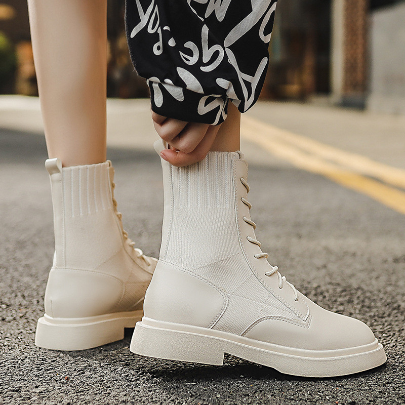 Gomini 2022 ฤดูใบไม้ร่วงใหม่สไตล์Martinรองเท้าผู้หญิงBreathableถักรองเท้าAll-Matchอินเทรนด์Ins Coolร