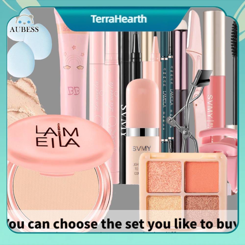 【จัดส่งภายใน 2-3 วัน】 [COD] เลือก 1 ใน 5 ชุดแต่งหน้าใบหน้า ปกปิดสูง อายแชโดว์เนื้อฝุ่น+ลิปสติก+มาสคา