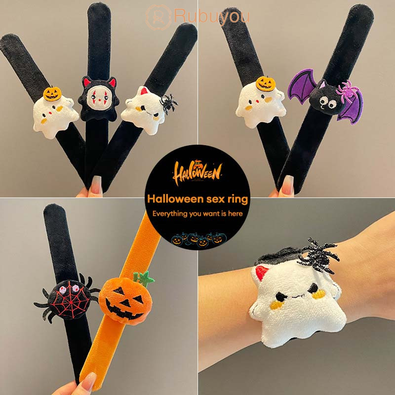 Rubuyou ตุ๊กตา ผี ค้างคาว สายรัดข้อมือ ฮาโลวีน ของขวัญ สร้างสรรค์ แหวนตบมือ เด็ก น่ารัก ตลก-COD