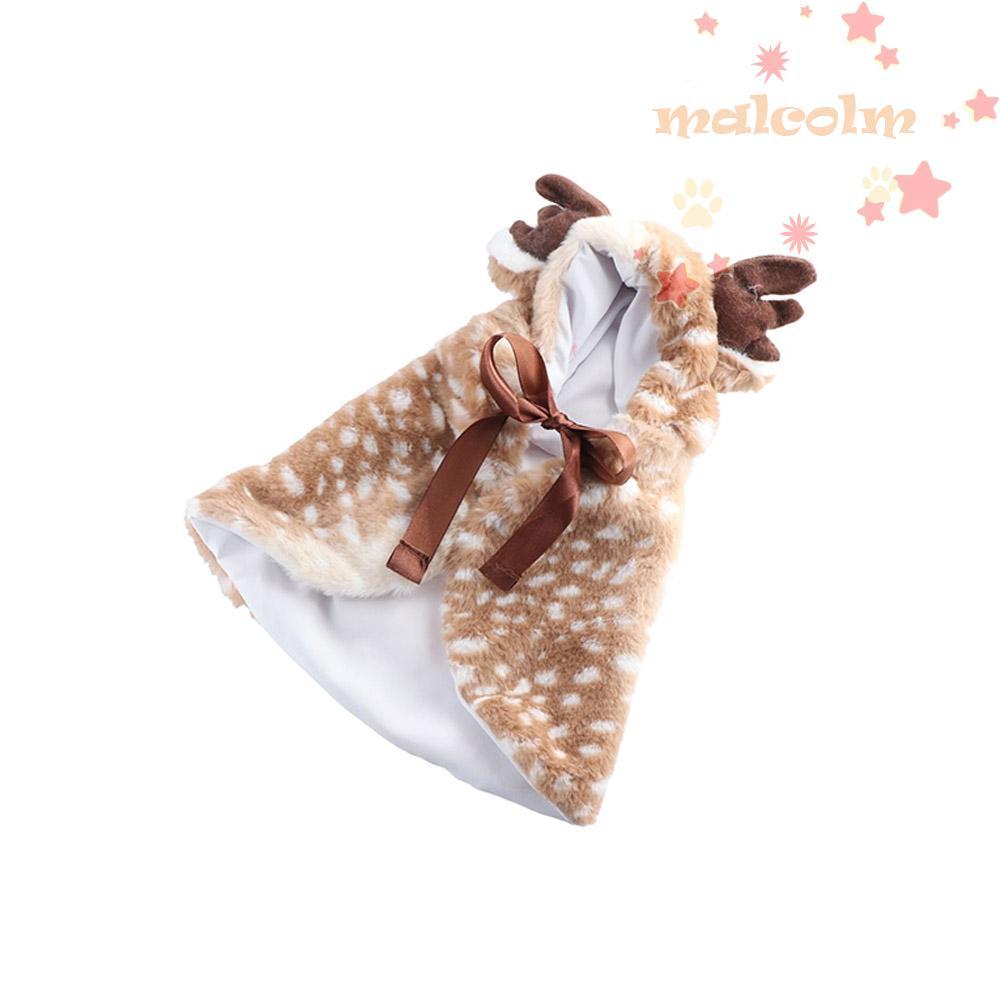 MALCOLM Cat Elk Cloak, ตกแต่ง Plush Elk สุนัขผ้าคลุมไหล่, Puppy Xmas เสื้อคลุมอุ่นกับ Antlers หมวกนุ