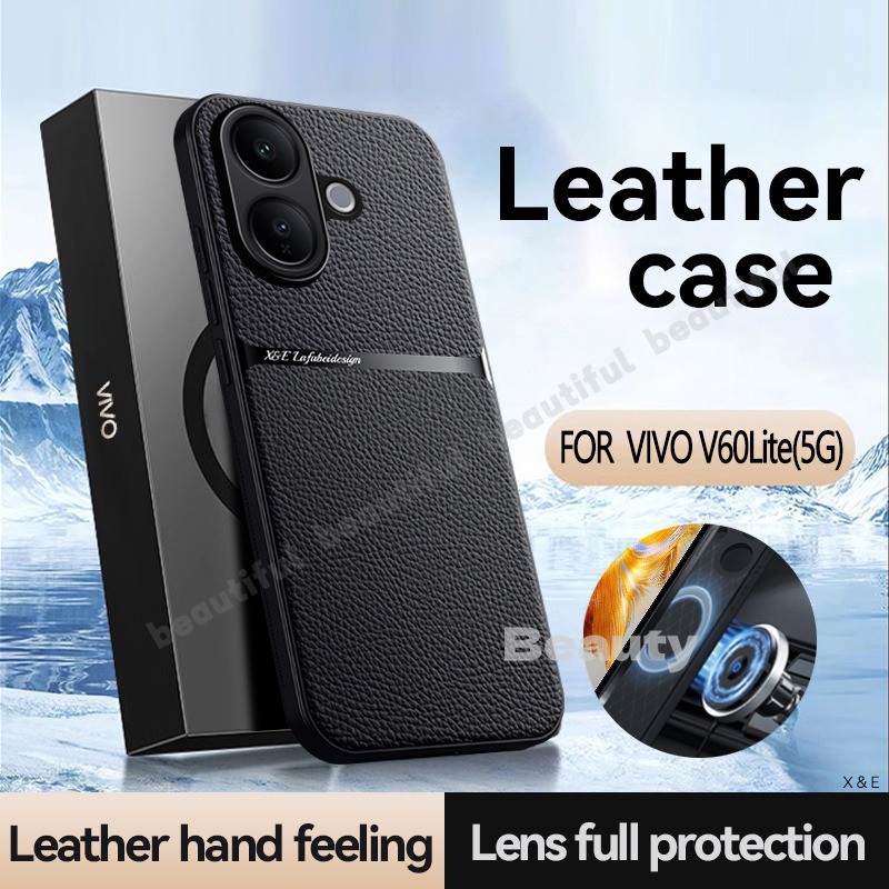 เคสหนังปลอกกันกระแทกสําหรับ Vivo V60Lite V60 Lite V50E VIVOV60 ใหม่ในตัวแหวนโลหะซิลิโคนอ่อนนุ่มปกป้องฝาครอบโทรศัพท์สําหรับ VivoV60Lite