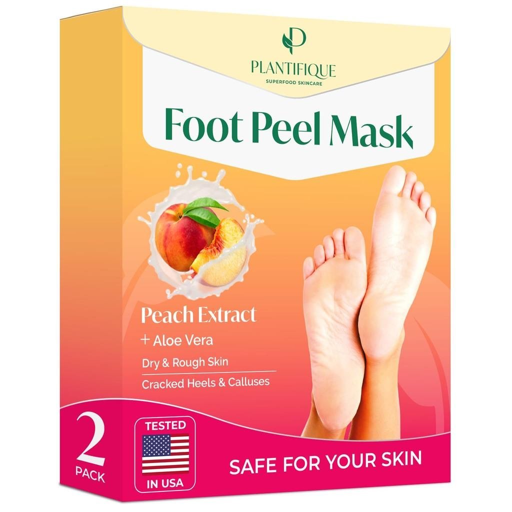 PLANTIFIQUE Foot Peeling Mask 2 Pack | Dermatologically Tested Repairs Heels & Removes Dry Dead Skin