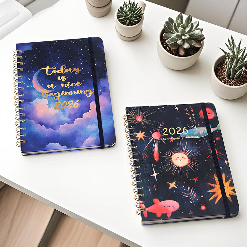 planner 2026 แพลนเนอร์ 2026 ข้ามพรมแดน2026ปฏิทินหนังสือวางแผนรายวัน teacher planner ขดลวดสมุดบันทึก 