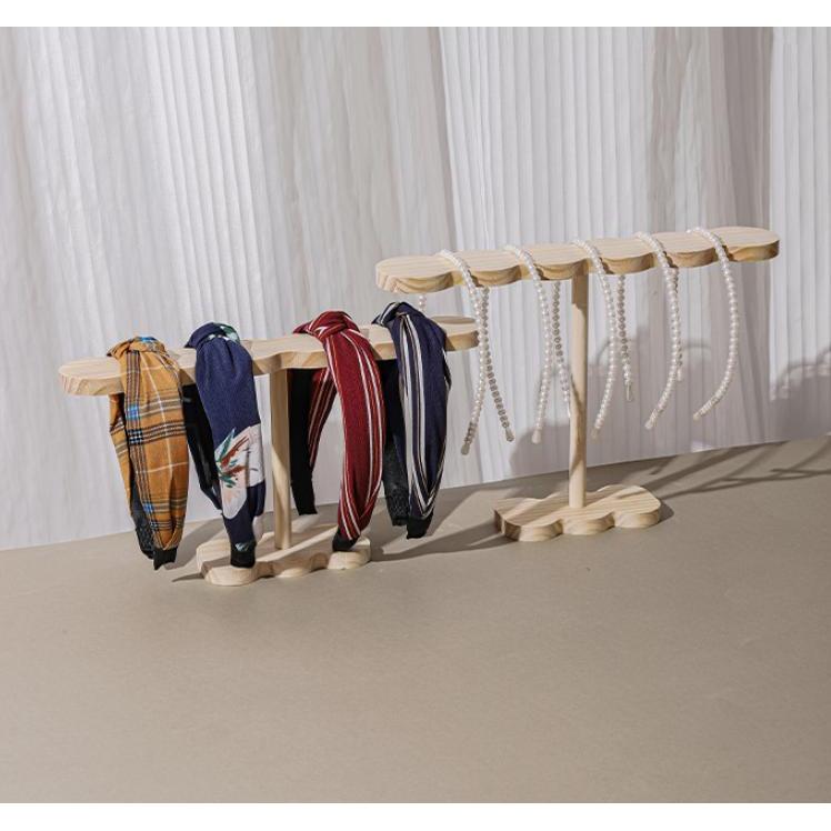 [rtg] ไม้เนื้อแข็งอุปกรณ์ผมชั้นวางจอแสดงผลสําหรับ Scrunchies ผมผูกสร้อยคอสร้อยข้อมือเครื่องประดับจัด