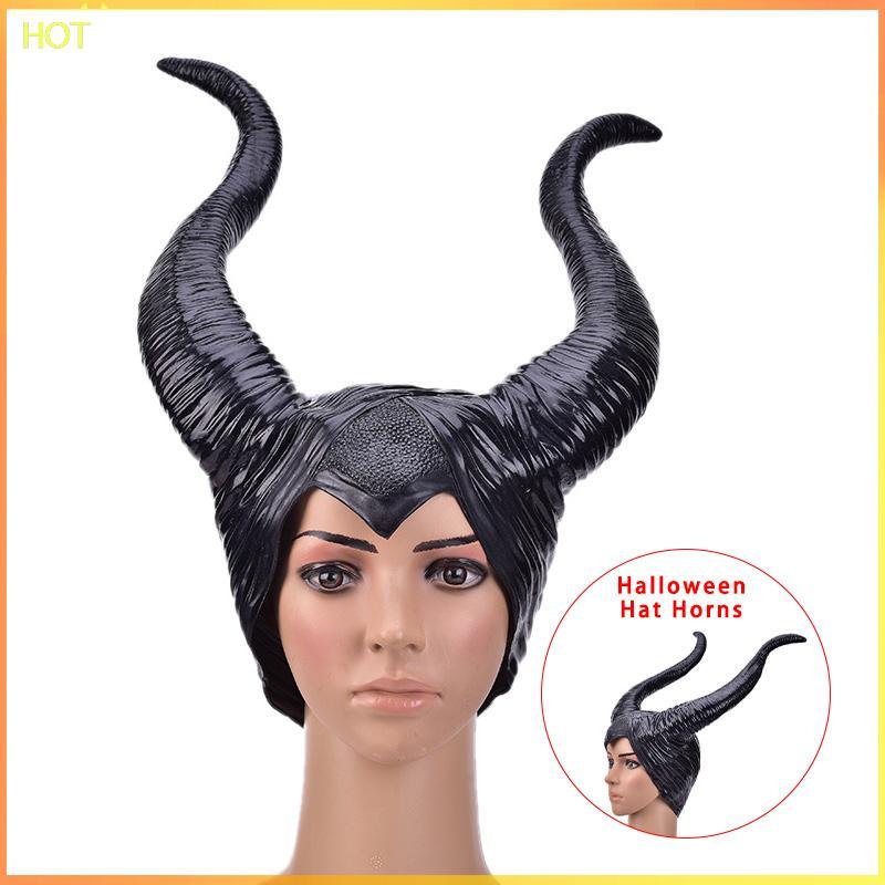 Technicolorsuper หมวกฮาโลวีน Horns คอสเพลย์ Maleficent Evil Queen Headpiece Headwear เครื่องแต่งกาย 