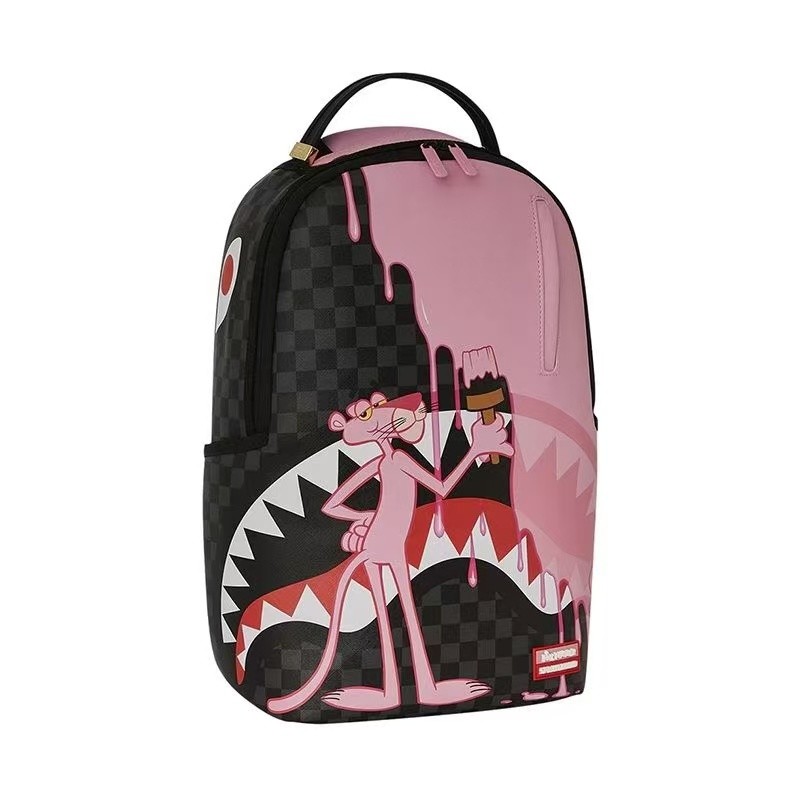 SG Sprayground Shark Mouth Backpack Pink Leopard Street Wear Large Capacity Backpack School Bag Amer