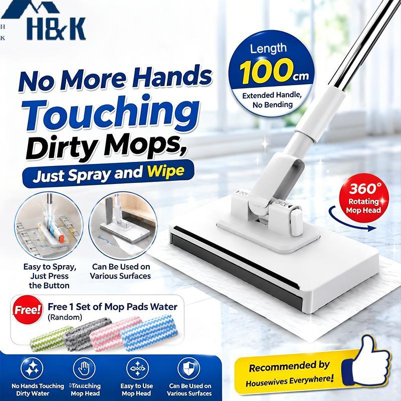 [H&K] ไม้ม็อบถูพื้นแบบเปียกพร้อมหัวหมุนได้ 360 องศาสําหรับการทําความสะอาดที่ครอบคลุมที่สมบูรณ์แบบสําหรับบ้านและสํานักงาน {th}