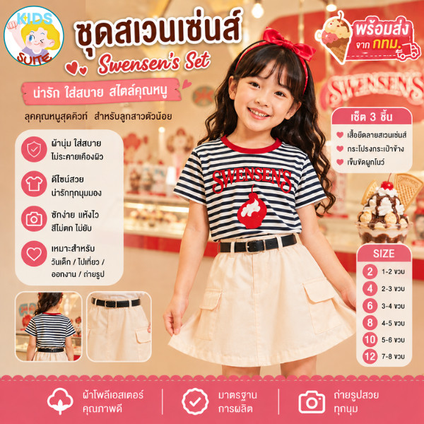ชุดอาชีพเด็ก ชุดสเวนเซ่น ชุดSwensen เด็ก 2-9ปี อาชีพในฝัน เสื้อผ้าเด็ก JYD