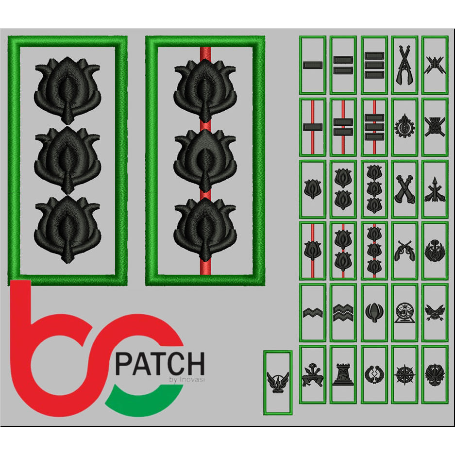 BCPT13 KOLONEL/LETDA/LETTU/CAPTEN/MAYOR/LETKOL CORP TNI-AD RANK โลโก้ EMBROIDERY PATCH PDH-PDL-PDU