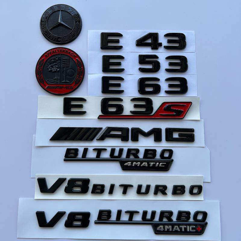 เหมาะสําหรับ Mercedes-Benz ใหม่ E-Class ดัดแปลง E53 E63S E43 รถ Tail Mark Word Mark AMG สีดํา V8bitu