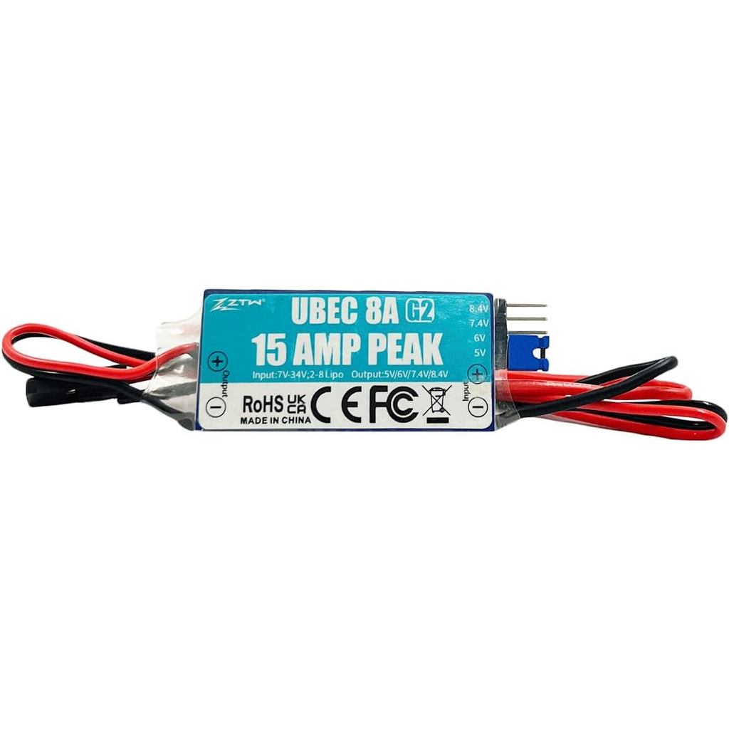 ZTW UBEC 8A G2 ภายนอก BEC 2-8S LiPo (7-34V) 15A Peak ปรับเอาต์พุต 5.0 V/6.0 V/7.4 V/8.4 V สําหรับ RC