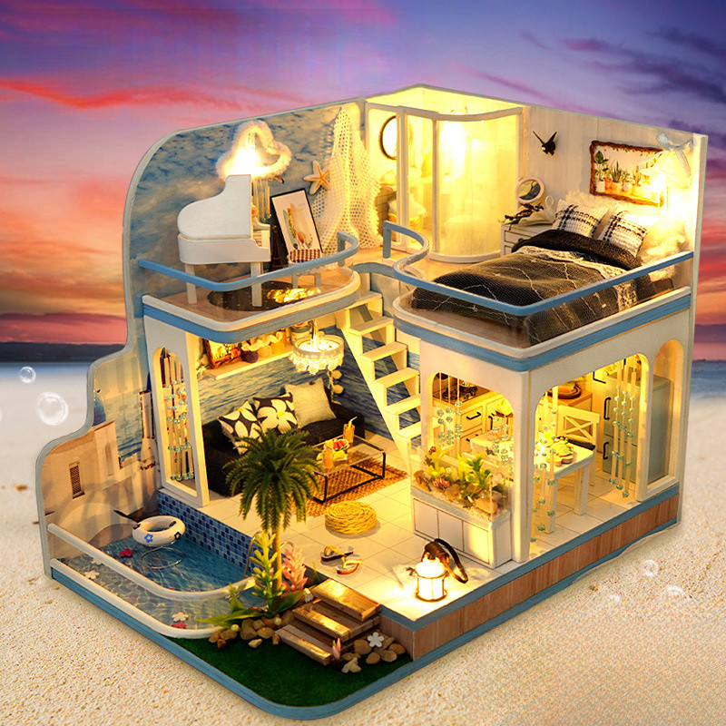 Diy Hut มือประกอบทํา House ของเล่น Creative Hut รุ่นไม้สามมิติ