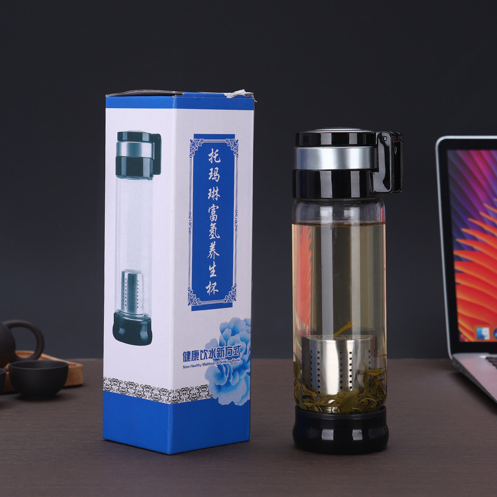 Tomarin Hydrogen-rich สุขภาพถ้วยสํานักงานชาแยกน้ําฝาคู่ถ้วยแก้วถ้วยชาธุรกิจแบบพกพา UK1F