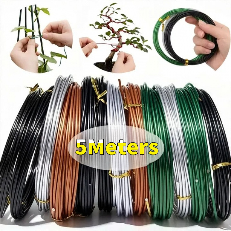 5M อลูมิเนียมบอนไซลวดพืชสนับสนุนการฝึกอบรมลวดยึด Strings DIY รูปร่างสาขาสนับสนุนสวนเครื่องมือ