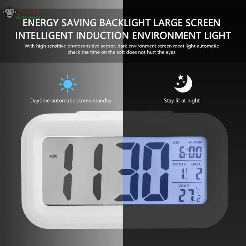[RDYSHOP] Digital Alarm Clock Compact Design Mini LCD Smart Alarm Clock Soothing Ambiance