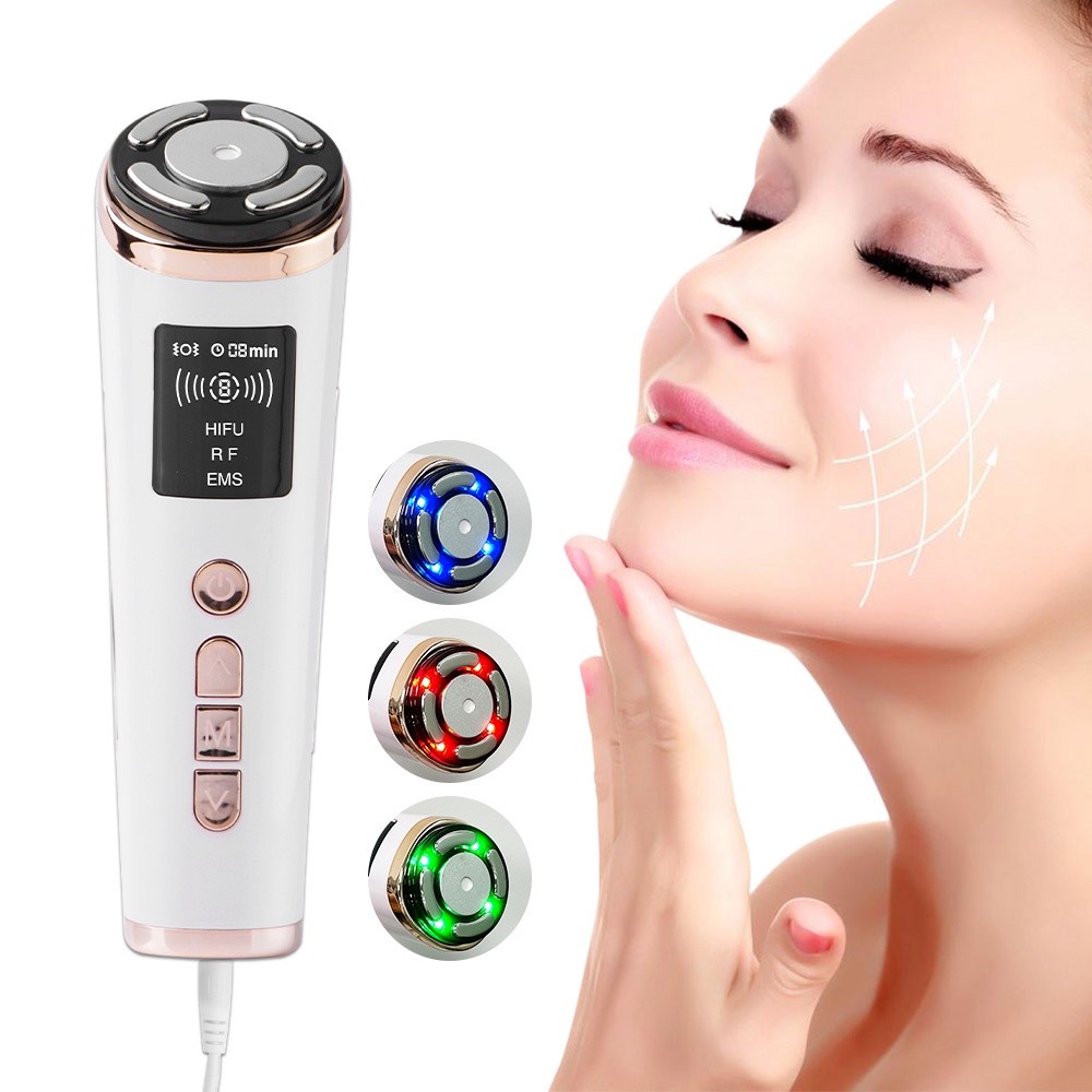 เครื่องมือเสริมความงามไมโครกระแสอัลตราโซนิก RF EMS สําหรับการยกกระชับใบหน้าและกระชับผิว