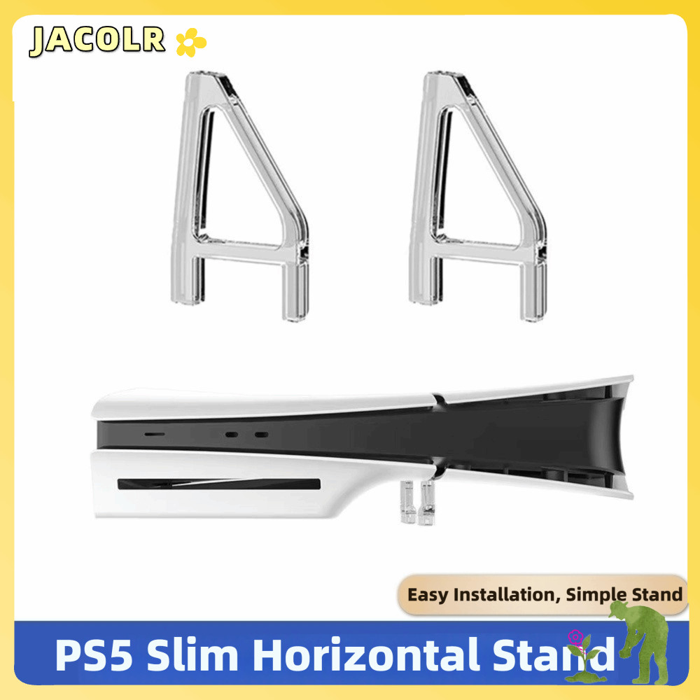 JACOLR PS5 Slim Stand, สามเหลี่ยมรูปร่างลื่นขาตั้งแนวนอน,อุปกรณ์เสริมสําหรับเล่นเกมโปร่งใสคอนโซลรองร