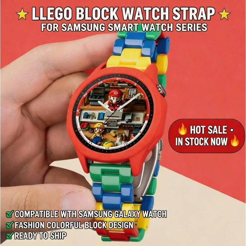 for samsung Galaxy watch 9 8 classic 9 8 7 6 5 4 Ultra2 40/44 mmสายนาฬิกาเลโก้, พิเศษ อุปกรณ์เสริมวง