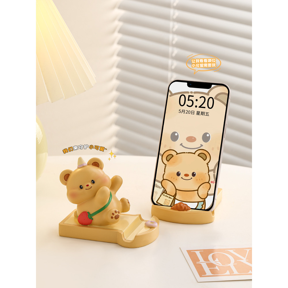 ผู้ถือโทรศัพท์น่ารัก litem desktop holder เนยหมีที่วางโทรศัพท์มือถือน่ารักสร้างสรรค์สํานักงานทํางานท
