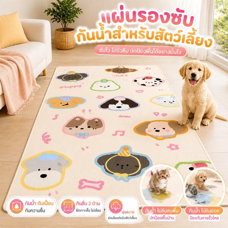 แผ่นรองกรงสัตว์เลี้ยง PVC กันลื่น กันน้ำ รองฉี่ ตัดได้ แผ่นรองพื้นกรงแมวหมา เช็ดล้างง่าย