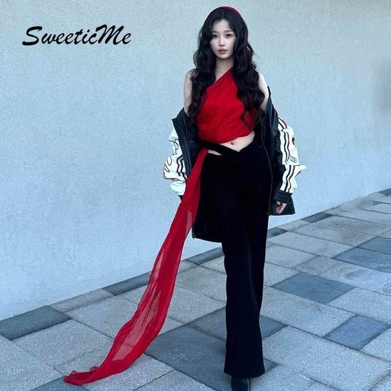 SweeticMe เสื้อกล้ามผู้หญิง 2026 ใหม่แฟชั่นไหล่เอียงเซ็กซี่ Hooded เสื้อสายเดี่ยวไม่สม่ําเสมอ — صورة 6
