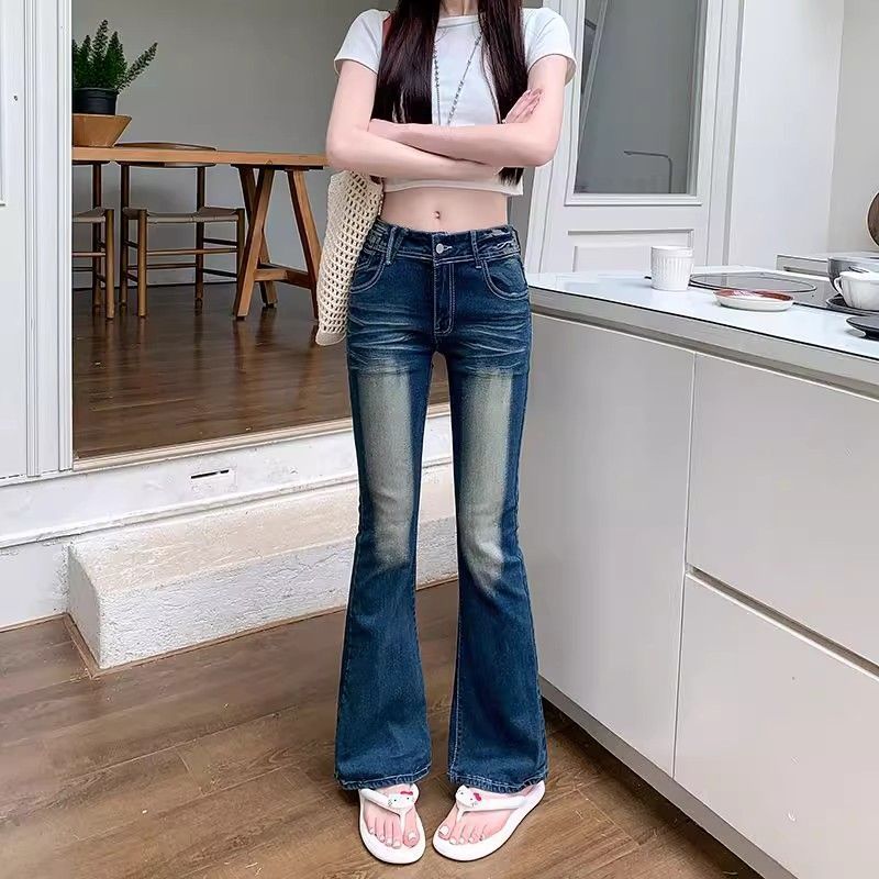 American Hot Girl Unique Wings ปัก Low-Waist Slim-Fit กางเกงยีนส์ผู้หญิงฤดูร้อน Slim-Fit เล็กน้อย La