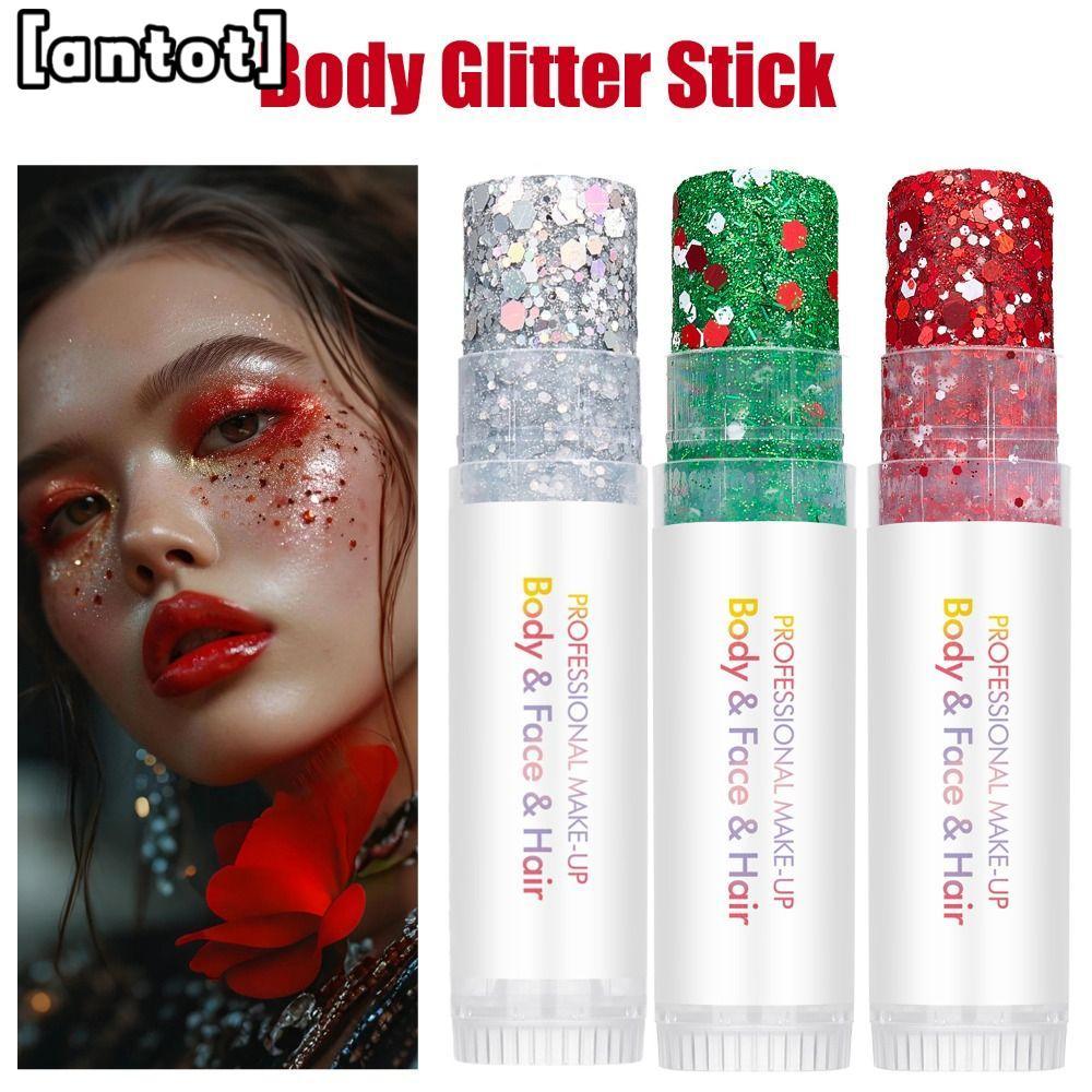 ANTOT Body Glitter Stick, Non Greasy Long Lasting Shine Facial Glitter Stick, อเนกประสงค์ Chunky Gli