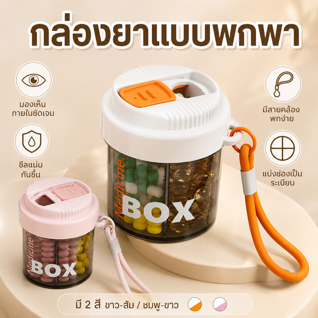 กล่องแบ่งยาแบบมินิ พกพาสะดวก สำหรับเดินทาง กล่องเก็บยาเม็ด ป้องกันยาปนกัน คุ้มค่า