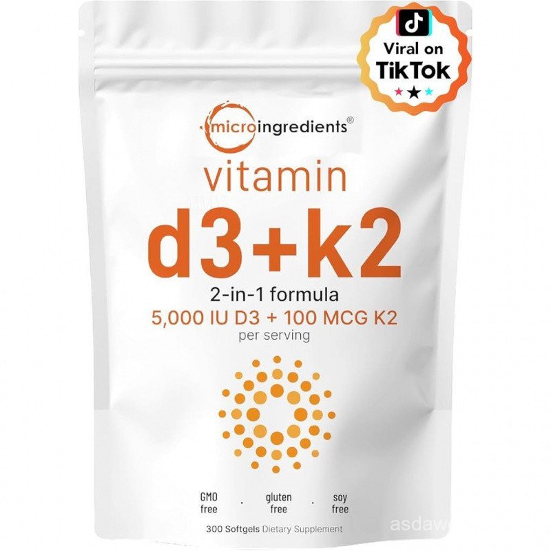 MicroIngredientsVitaminD35,000IU+K2MK-7100mcg,300ซอฟเจล|2-in-1VitaminsD&KComplex|ExtraStrength,Easyt