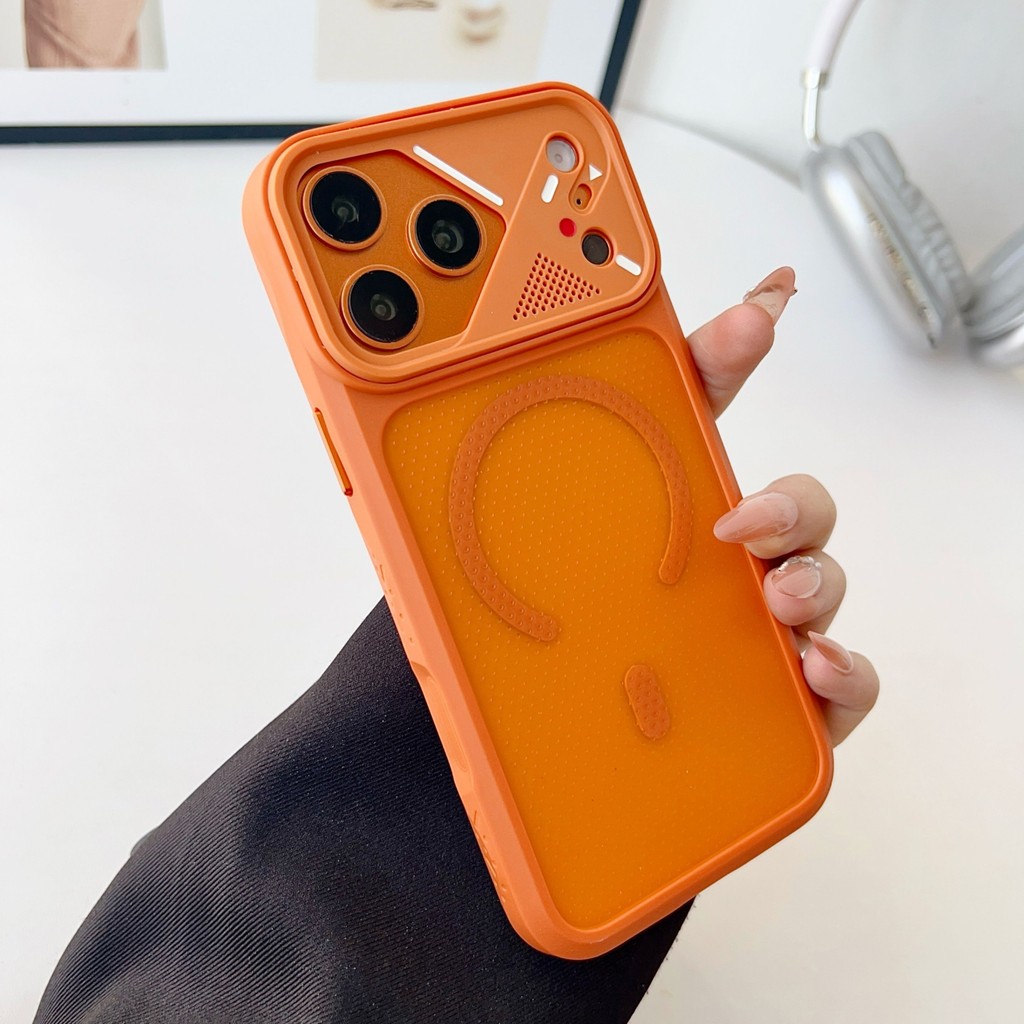 Aesthetic Magnetic Cooling Case สําหรับ iPhone 17 16 15 Pro Max MagSafe Microรูพรุนระบายอากาศกระจายความร้อน Matte Hard PC Cover