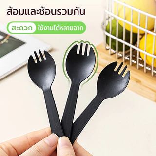 ช้อนพลาสติก 1แพค100ชิ้น ใส่ถุงแยกทุกชิ้น เกรดอาหาร ตัวเลือกหลายสี ช้อนตักขนม ช้อนขนมพลาสติก