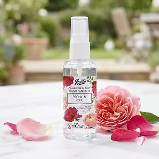 BOOTS FIRST AID บู๊ทส์ แอลกอฮอล์ สเปรย์ แฮนด์ แซนิไทเซอร์ พิโอนี แอนด์ โรส