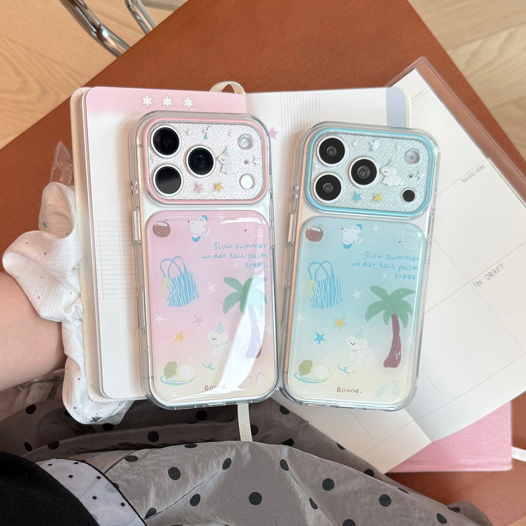 Coconut Tree Summer Resort Resort Resort Resin Case เข้ากันได้กับ iPhone 17 Pro Max 16 14 15 Fresh น