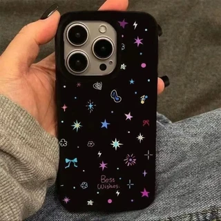 เคสไอโฟน17สำหรับ IPhone 11 12 13 15 16 17 Air 14 Pro Max XR XS X Max 7 8 Plusแฟชั่นจุดน่ารักดาวพื้นผิวมันวาวซิลิโคนปก