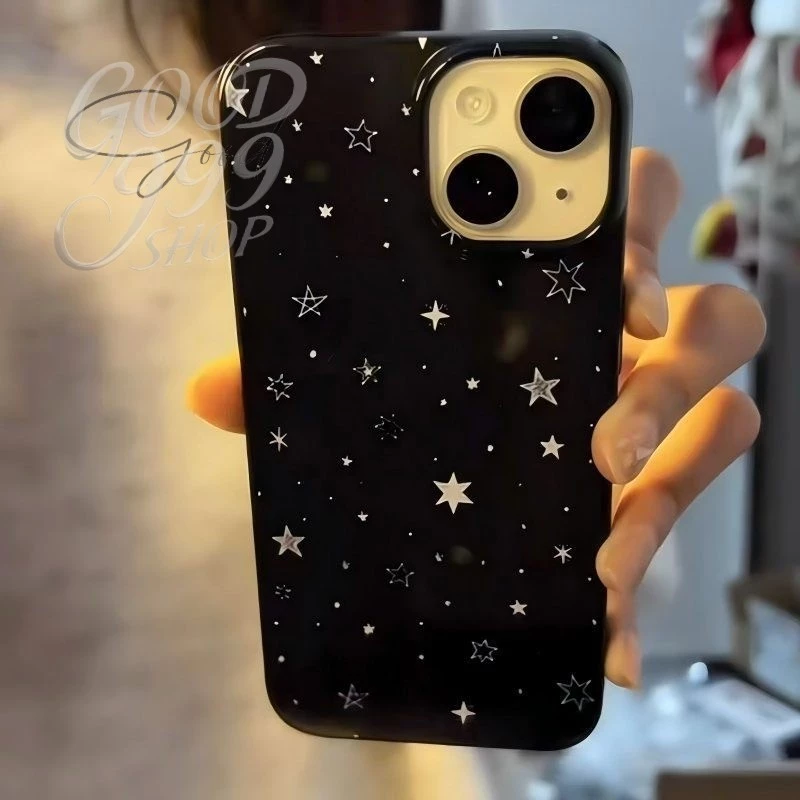 เคสไอโฟน17สำหรับ IPhone 11 12 13 15 16 17 Air 14 Pro Max XR XS X Max 7 8 Plusแฟชั่นจุดน่ารักดาวพื้นผิวมันวาวซิลิโคนปก