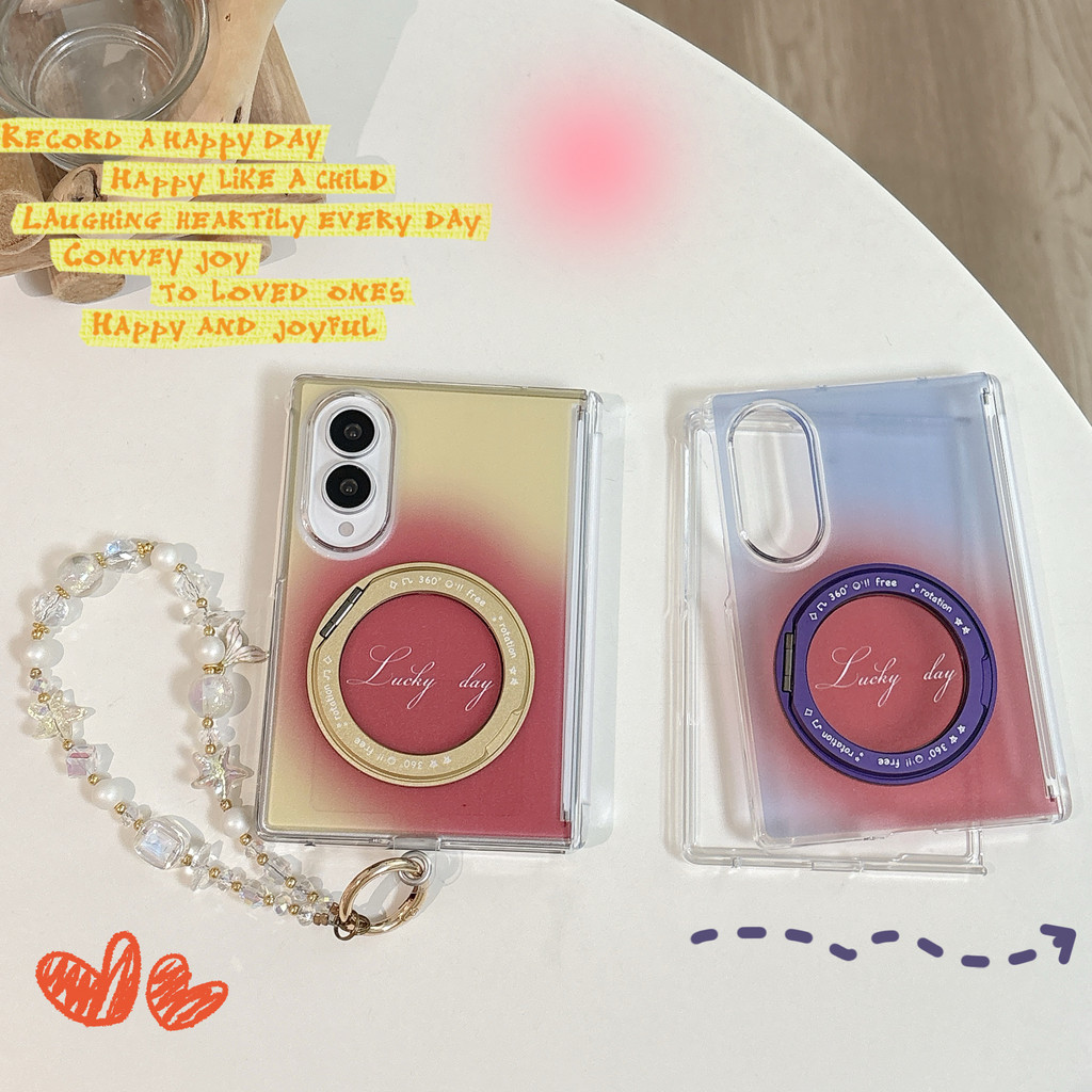 New style สีไล่เฉด ฝังใน หมุนได้ 360 องศา Magnetic holder เคส สำหรับ Samsung Galaxy Fold8 Wide Case ชุดสามชิ้นที่ถอดออกได้รวมทุกอย่าง แกนกลางแม่เหล็ก ป้องกันการตก พลิกปก เคส
