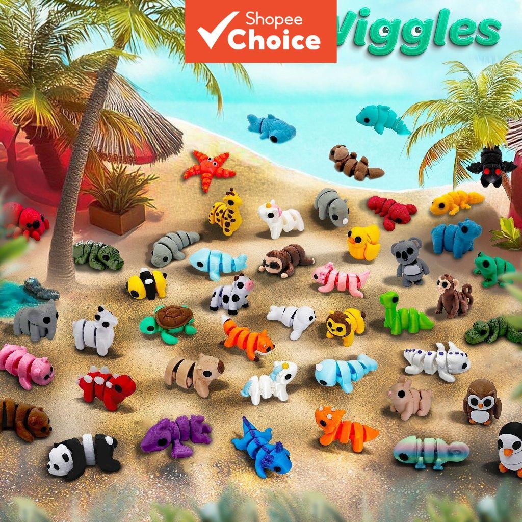 Kits Sorted - Wiggles พวงกุญแจฟิกเก็ตสัตว์ยืดหยุ่นมินิ - ชุด 12/16/24/32 ชิ้น