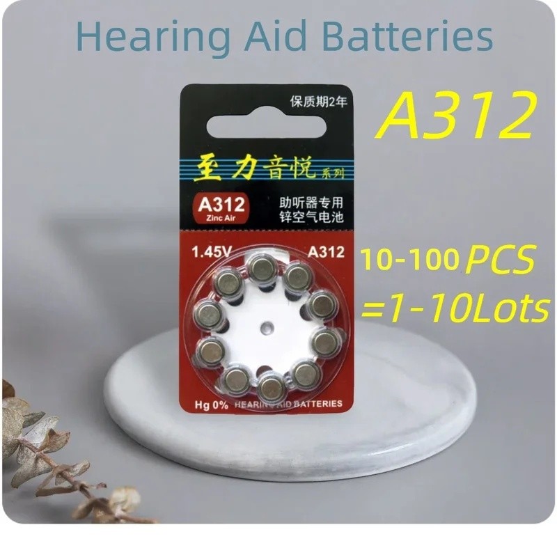 10-100PCS Zenipower Zinc Air เครื่องช่วยฟังแบตเตอรี่ A312 312A ZA312 312 PR41 S312 แบตเตอรี่