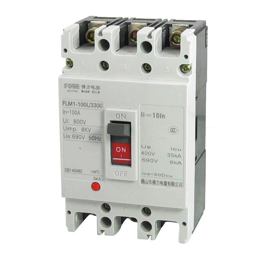 AC 690V 100A 3P 3 Pole Moulded Case Circuit Breaker FLM1-100L/3300-*&-
