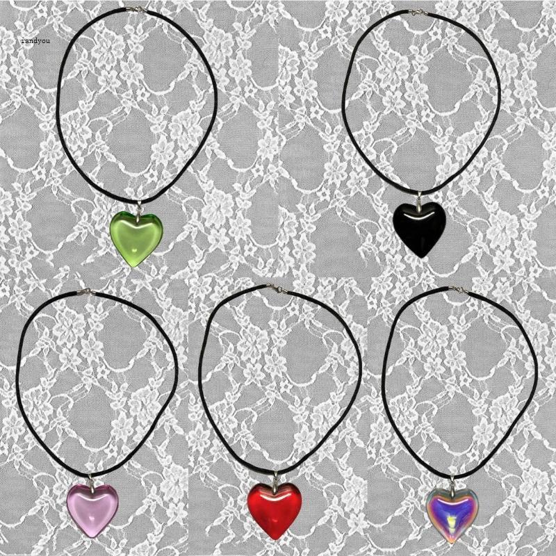 Iny Wax เชือก Punk Gothic สร้อยคอจี้หัวใจโลหะผสม Choker สร้อยคอของขวัญ