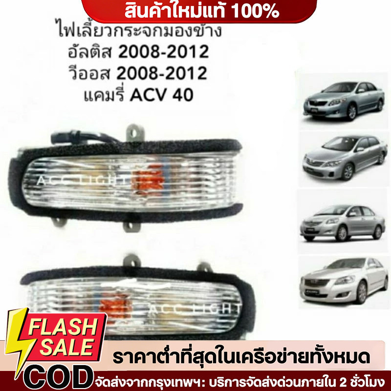 COD ไฟเลี้ยวกระจกมองข้าง ALTIS VIOS ปี 2008-2012 CAMRYเปลี่ยนหลอดไม่ได้ (ราคาต่อชิ้น)ไฟเลี้ยวกระจกอั