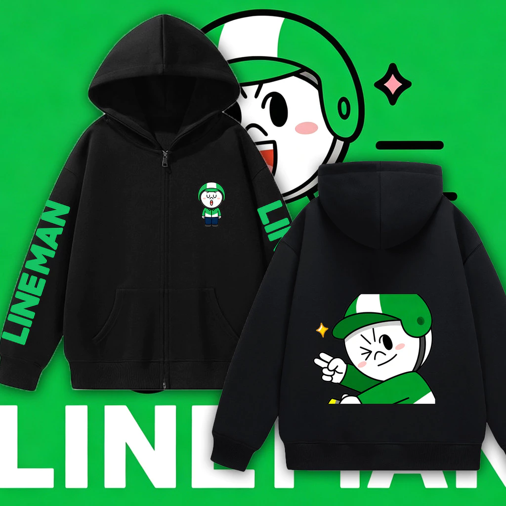 เสื้อฮู้ดมีซิป ยี่ห้อ Lineman คุณภาพสูง เนื้อผ้าหนานุ่ม สวมใส่สบาย มีไซส์ M-3XL