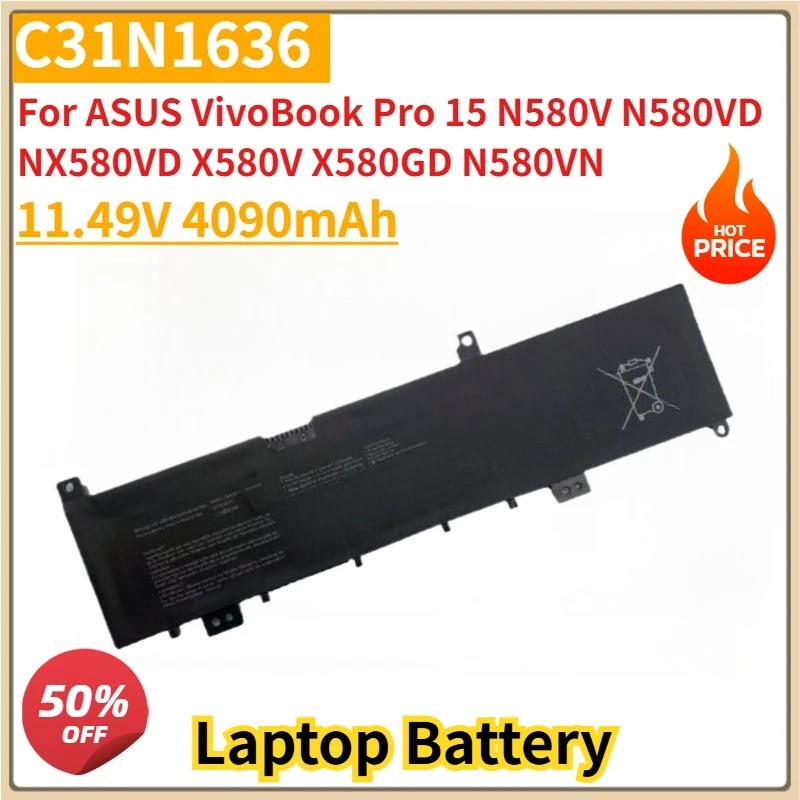 ใหม่ C31N1636 แบตเตอรี่แล็ปท็อป 11.49V 4090mAh สําหรับ ASUS VivoBook Pro 15 N580V N580VD NX580VD X58
