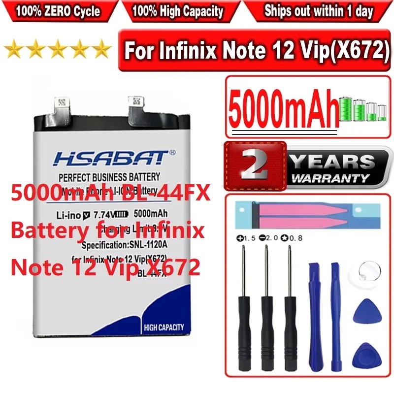 HSABAT แบตเตอรี่ BL-44FX 5000mAh สําหรับ Infinix Note 12 Vip X672