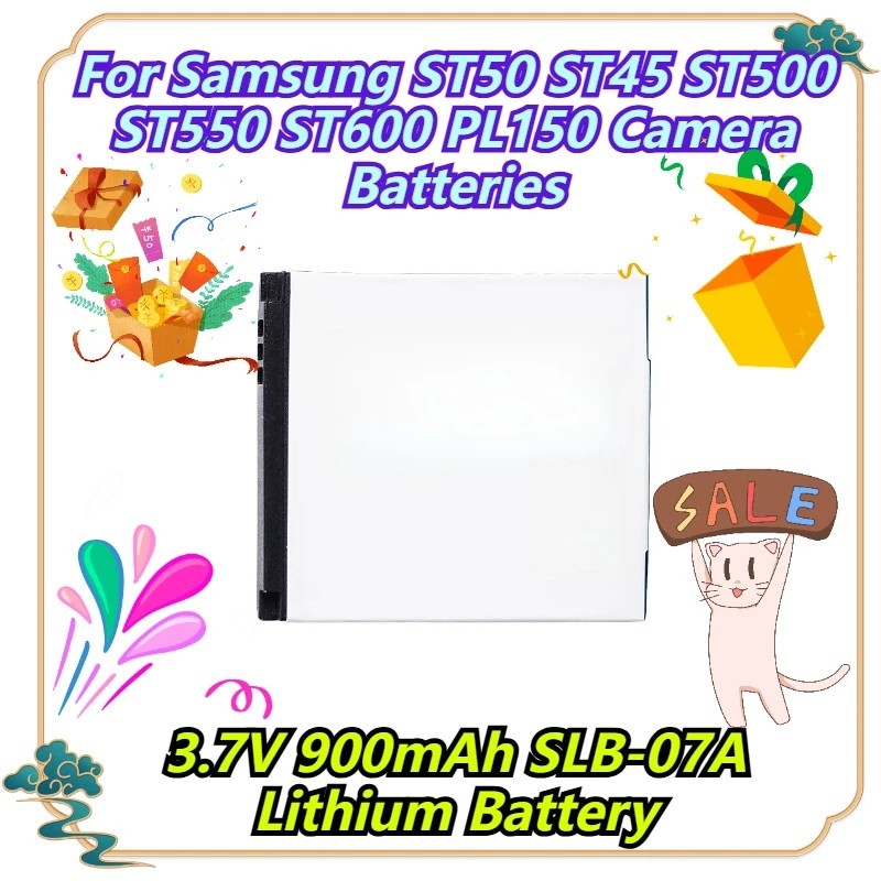 3.7V 900mAh SLB-07A แบตเตอรี่ลิเธียมสําหรับ Samsung ST50 ST45 ST500 ST550 ST600 PL150 แบตเตอรี่กล้อง