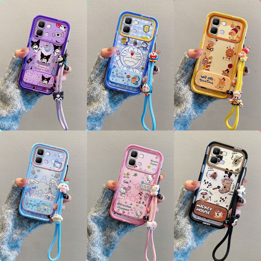 เคส Infinix Note Edge กระจกการ์ตูนน่ารักพร้อมขาตั้งเคสโทรศัพท์