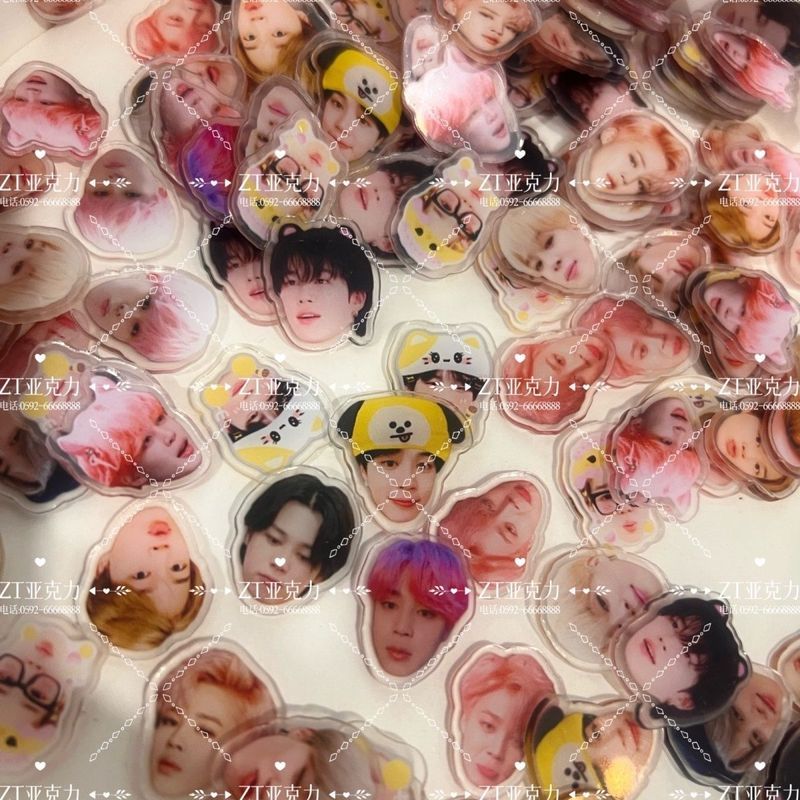 Jimin Cute Acrylic DIY Charms BTS Expression Face ชิ้นอะคริลิคกิ๊บติดผม Shaker Craft