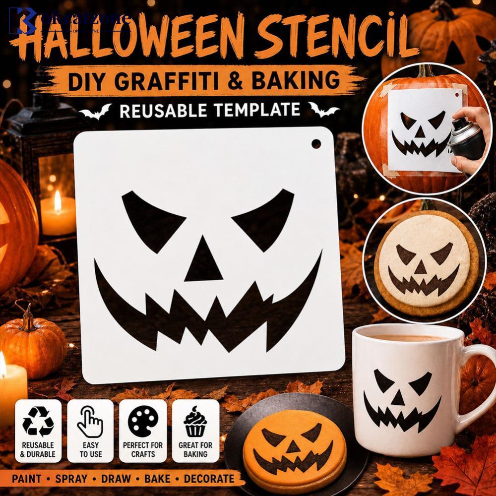 OKCATZONE ฮาโลวีนฟักทอง Ghost แม่มด Hollow Out Stencils ชุด DIY ภาพวาดวาดแม่แบบคุกกี้ Cupcake นํากลั